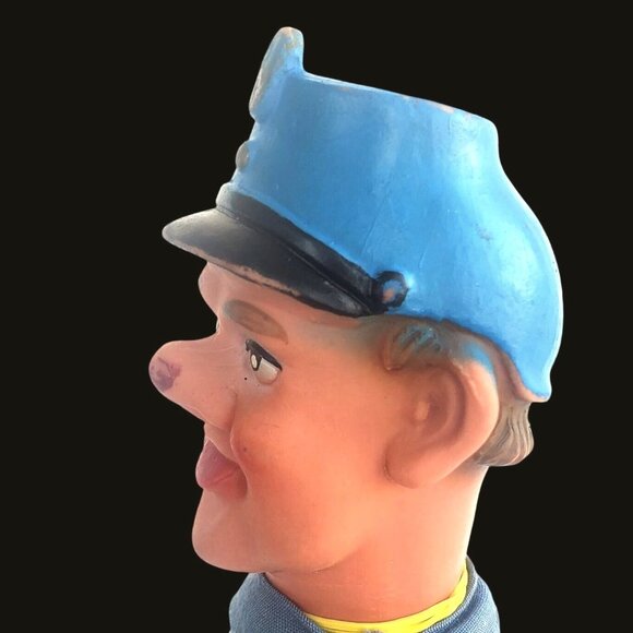 Vintage 1960s Policeman Hand Puppet Rubber Head Cloth Body - Picture 4 of 8